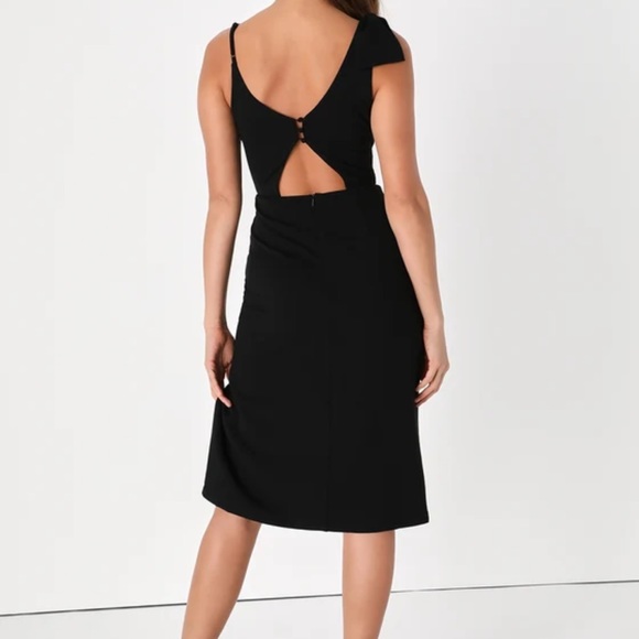 Black Sleeveless Bodycon Midi Dress - Picture 5 of 6